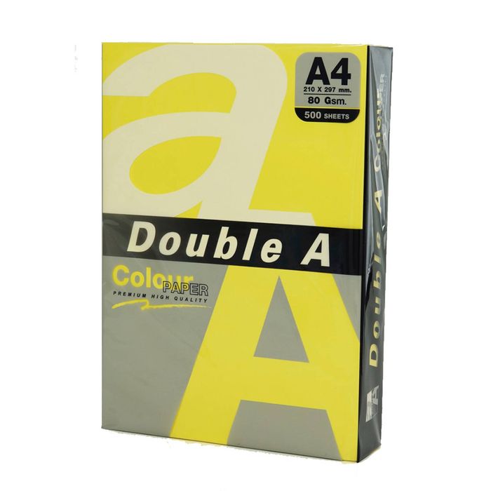 Double A A4 80gsm Deep Colour Copy Paper 500pcs (Lemon)