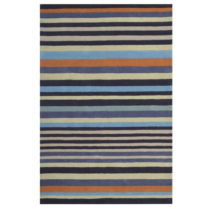 Designer Handmade Striped Wool Rug-6389-Grey Multi-160x230cm
