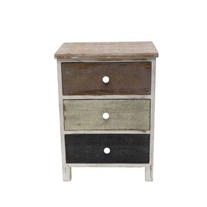 P&P Brown Wooden Three Drawer Cabinet Rustic Storage Organizer Unit Compact
