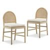 Estelle Set of 2 Natural Rattan Arch Bouclé Dining Chair