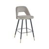 Delta barstool in velvet and black powdercoated legs with gold tips - Grey