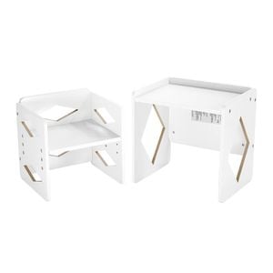 Vevor Montessori Weaning Table And Chair Set White For Aged 1 To 5 Adjustable Height Ideal For Reading