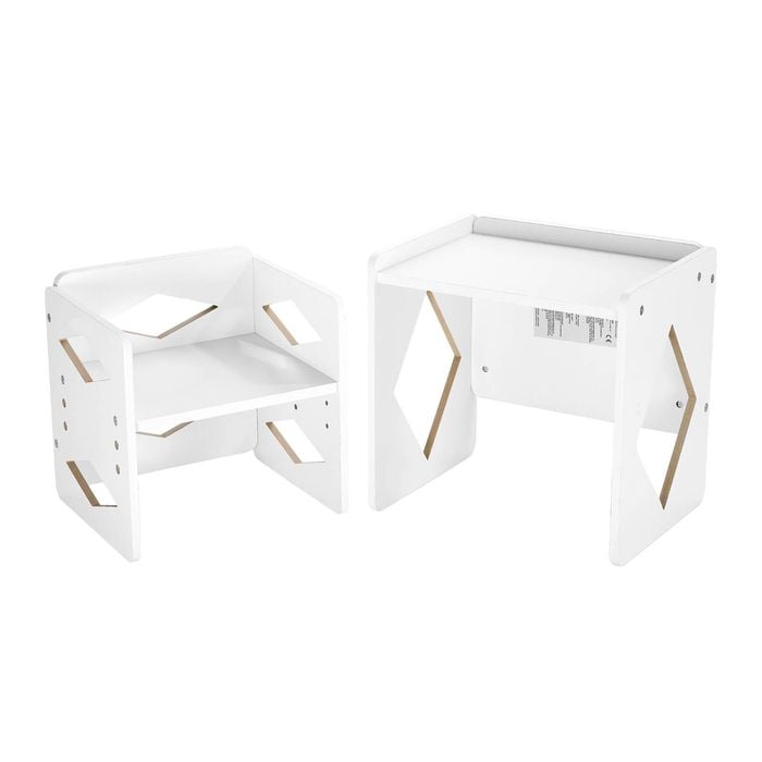 Vevor Montessori Weaning Table And Chair Set White For Aged 1 To 5 Adjustable Height Ideal For Reading