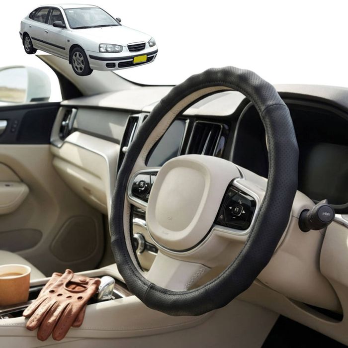 Australian Goose Steering Wheel Cover for Hyundai Elantra 2000 - 2006 Circle Black