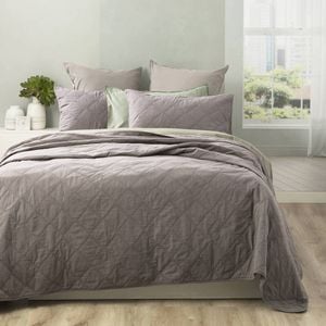 Renee Taylor Single/Double Attwood Cotton Quilted Coverlet Set Charcoal