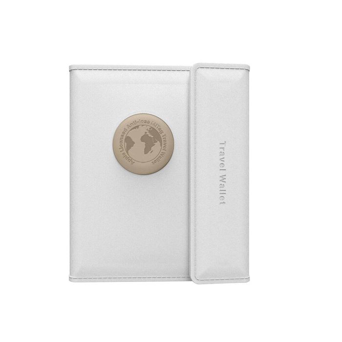 MiLi MiTag Leather Bluetooth Waterproof Travel Wallet Document Holder White
