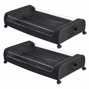 Levede 2x Under Bed Storage Containers for Shoe and Apparel Clear-Lidded Black