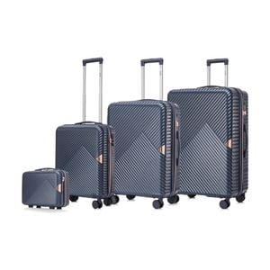 4pc Kate Hill Georgia Hard Suitcase Beauty Case Travel Luggage Set Navy