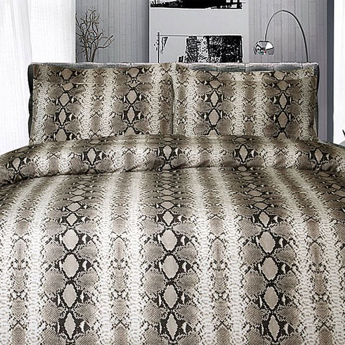 Big Sleep Snake Skin Chocolate Quilt Cover Set Double