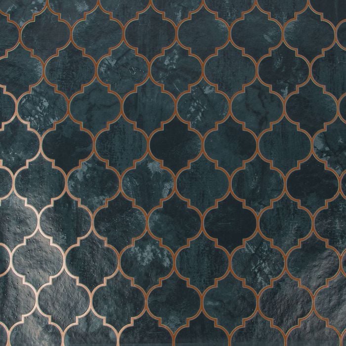 Contour 52cm x 10m Teal Tegula Wallpaper - 52cm x 10m
