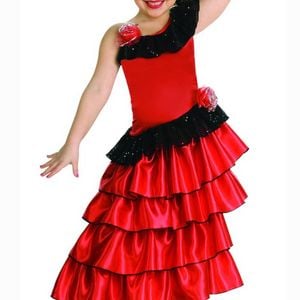 Spanish Princess Girls Red Flamenco Dancer Costume - Medium