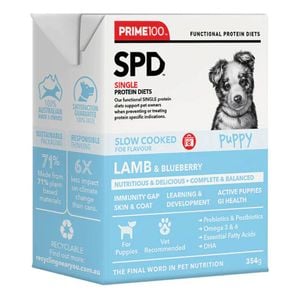 Prime100 Spd Single Protein Diets Slow Cooked Lamb & Blueberry Puppy Wet Dog Food 354 Gm 1 Pack