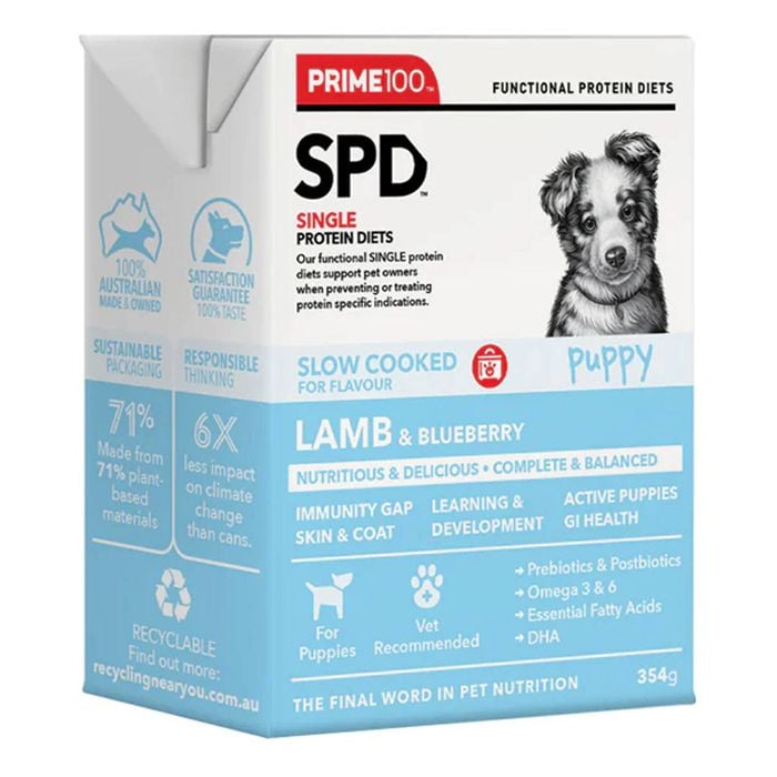 Prime100 Spd Single Protein Diets Slow Cooked Lamb & Blueberry Puppy Wet Dog Food 354 Gm 1 Pack