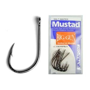 Mustad Big Gun Size 8/0 Qty 3 - 10829npbln - Kirbed Chemically Sharpened Hook