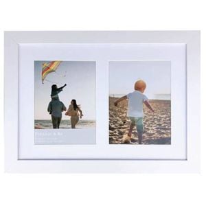 Frankie & Me Wooden Collage 6x8'' Double Picture Frame Home/Office Decor White