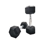 40kg Rubber Hex Dumbbells - Pair