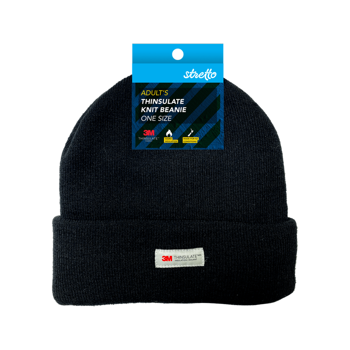 Stretto Black Fully Lined Thinsulate Beanie