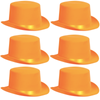 6x SATIN TOP HAT Costume Party Cap Fancy Dress Trilby Fedora One Size BULK Orange