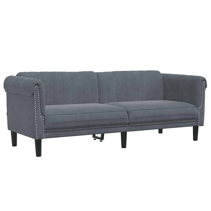 vidaXL Sofa 3-Seater Upholstered Couch Settee Living Room Dark Grey Velvet