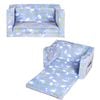 Advwin 2-in-1 Kids Flip Open Sofa Couch Foldable Bed Blue Dinosaur