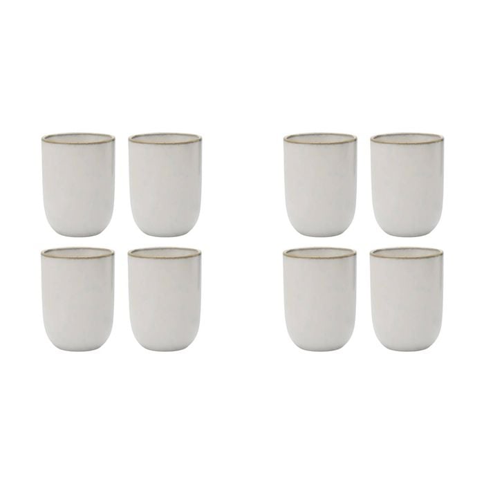 2x 4pc Ecology Stoneware Element Cuddle Drinking Mug Cup Blanc