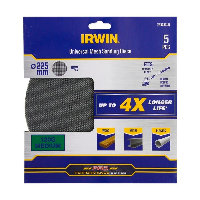 Irwin 225mm 120 Grit Sandpaper Mesh - 5 Pack