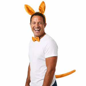 3pcs Kangaroo Animal Set Costume Dress Up Party Bow Tie Tail Ears Book Week  - Orange