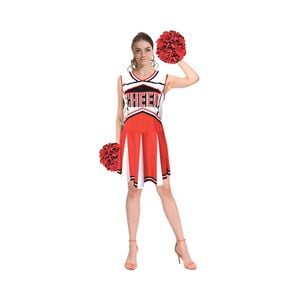 More Than Party Adult Cheerleader Costume Red White Black Dress Outfit M/L