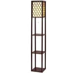 Artiss Floor Lamp 3 Tier Shelf Storage LED Light - Brown