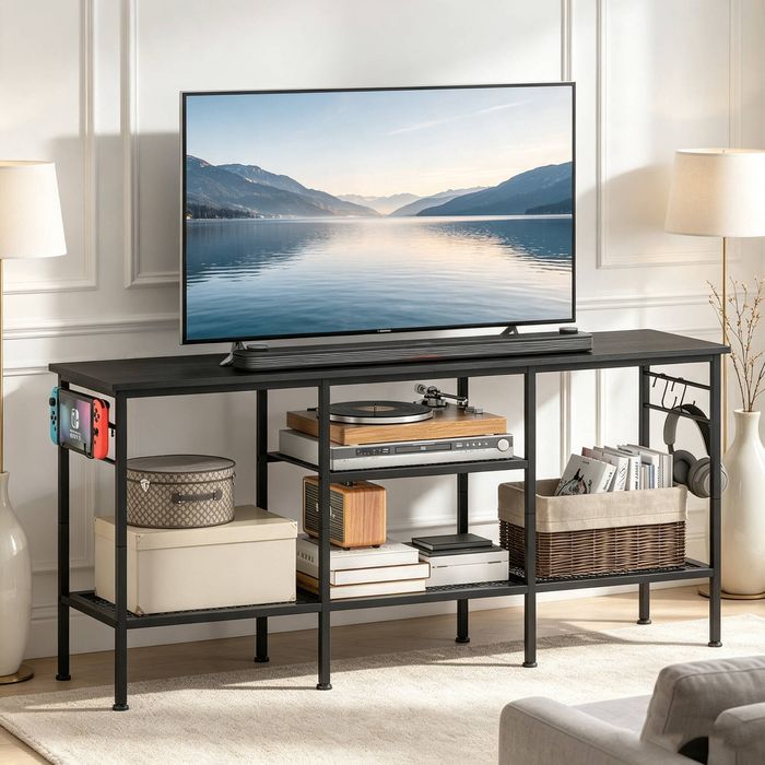Ufurniture 120cm TV unit Cabinet Entertainment Center TV Stand Media Console Table with Open Shelf Black