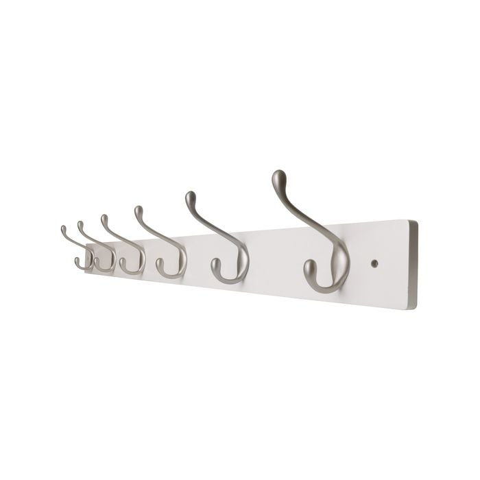 Adoored 6 Satin Chrome Hook White Board Deco Hook Rack