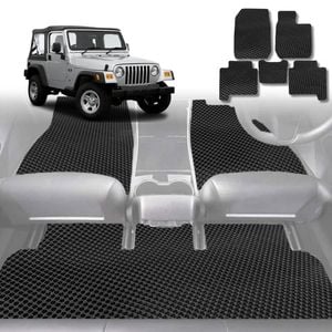 6D Diamond Car Floor Mats for Jeep Wrangler 2006-2018-Full Set-Black-Outback GT