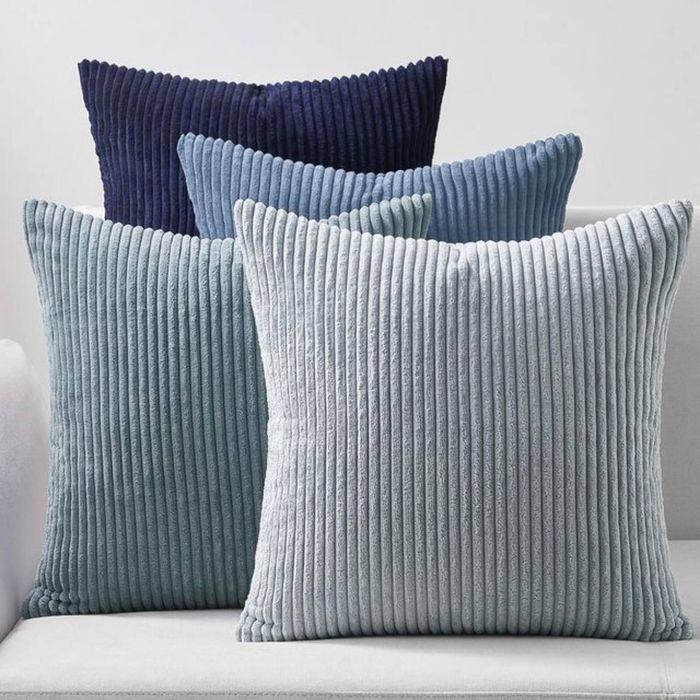 Gioia Casa Corduroy Velvet Cushion Covers - Soft Velvet Fabric with Hidden Zipper - Gradient Blue, 45cm x 45cm (Pack of 4)