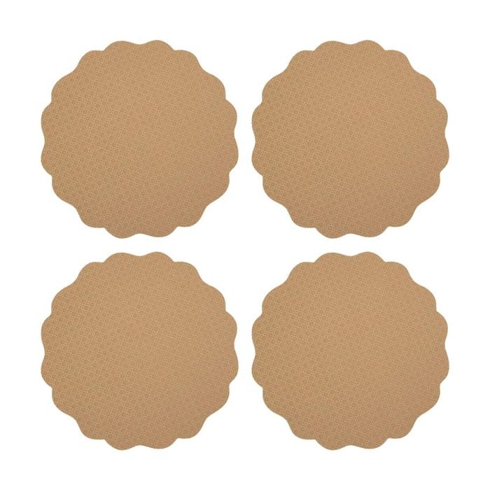4pk Casa Domani Banda Leather Look Placemat 38cm - Cream/taupe