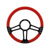 Cal Custom 14" Boost Billet Steering Wheel Red Half-Wrap Anodised Black Spokes & Finger Notches