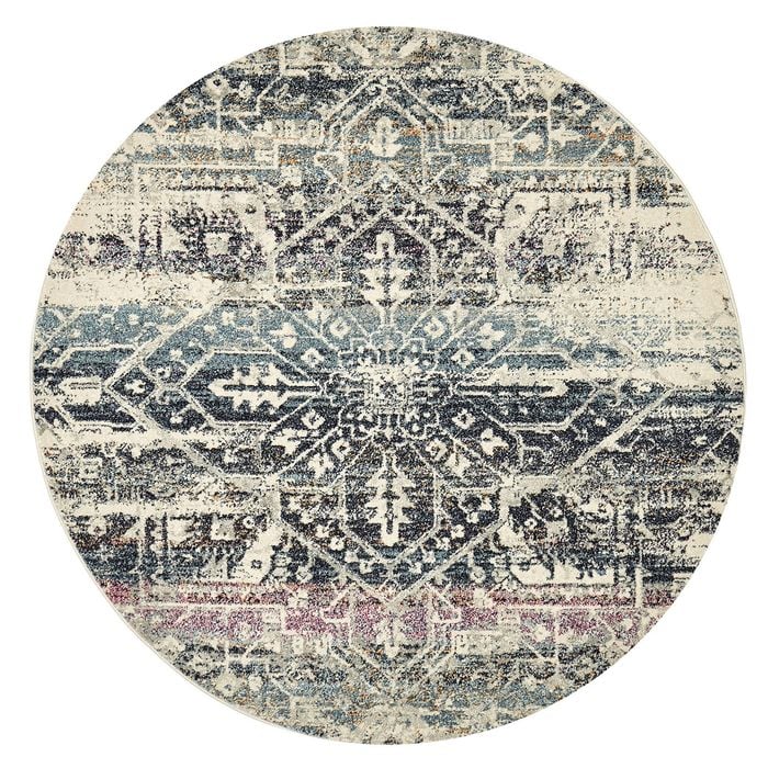 The Rug Connection Gallery 865 Navy 200x200cm - Medium Round Transitional Pet Friendly Indoor Rug
