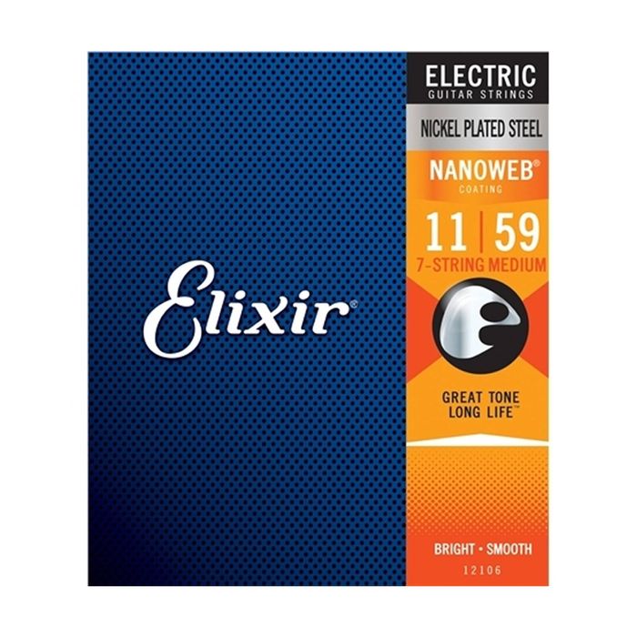 Elixir #12106 Electric Guitar 7 Strings Nanoweb Nickel Plated Steel 11-59 Medium