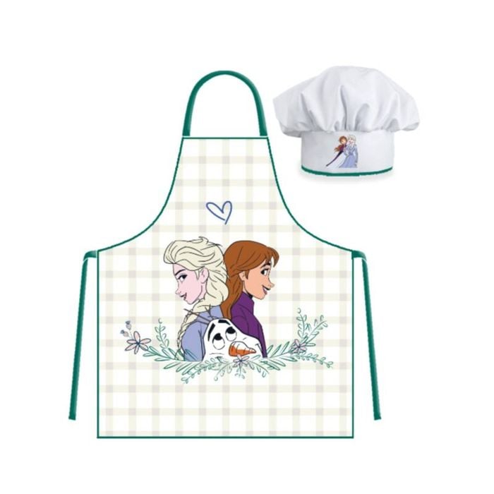 Disney Frozen Green Kids Apron And Chef's Hat Set