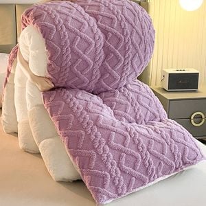 CottonMore Winter Warm Comforter Sherpa Fleece Reversible Diamond Plush Blanket 200x230cm - Purple