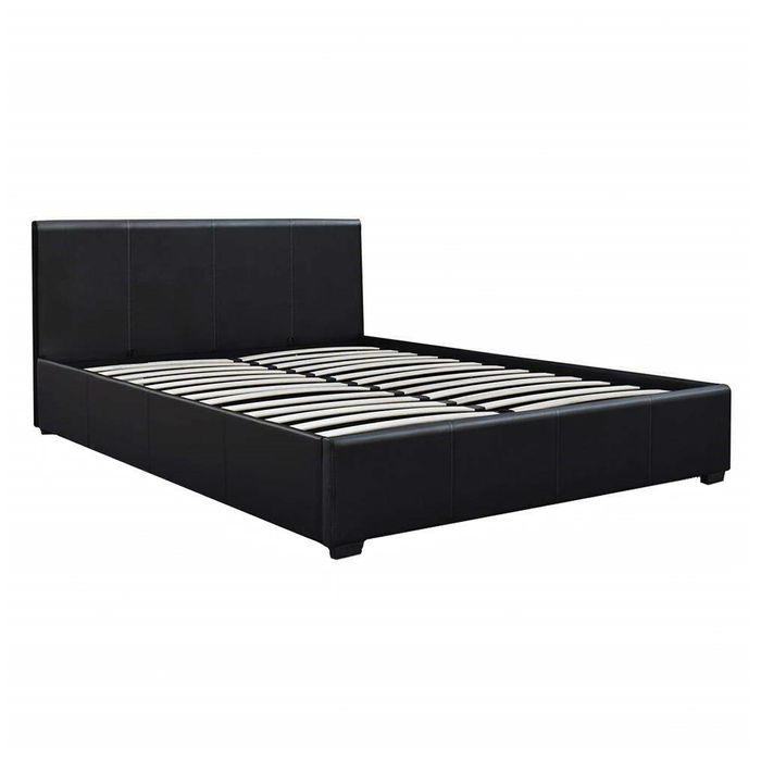 Monica Gas Lift PU Leather Queen Bed - Black