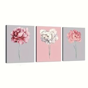 3 Set of Modern Minimalist Floral Art  Print 100% Australian Made 3 x 60x90cm  (Stretched)