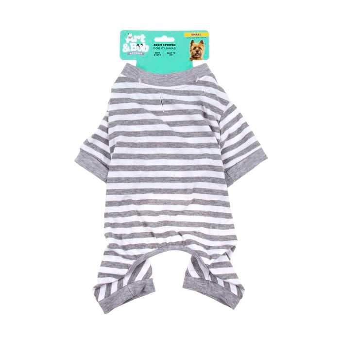Art & Bob 30cm Grey Striped Small Dog Pyjamas