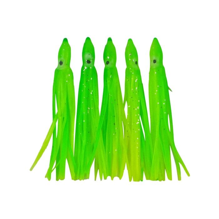Swimerz Octopus Skirts 100mm Lemon Lime, 5 Pack