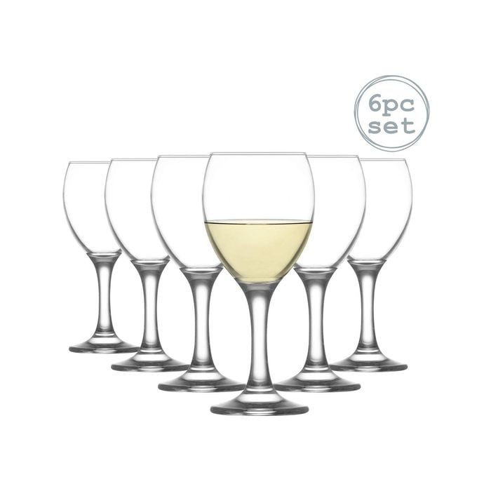 LAV 6 Piece Empire White Wine Glasses Set - Classic Glass Stemware Goblets - 245ml