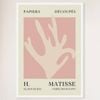 Galrie Papiers Découpés Pink Foliage H. Matisse Print (1955) Elegant for your Home, White Frame, A4 21 x 30cm (8 x 12inch)
