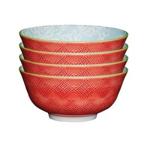 4PK Mikasa Does it All Glazed Bowl 15.7cm - Grey Floral