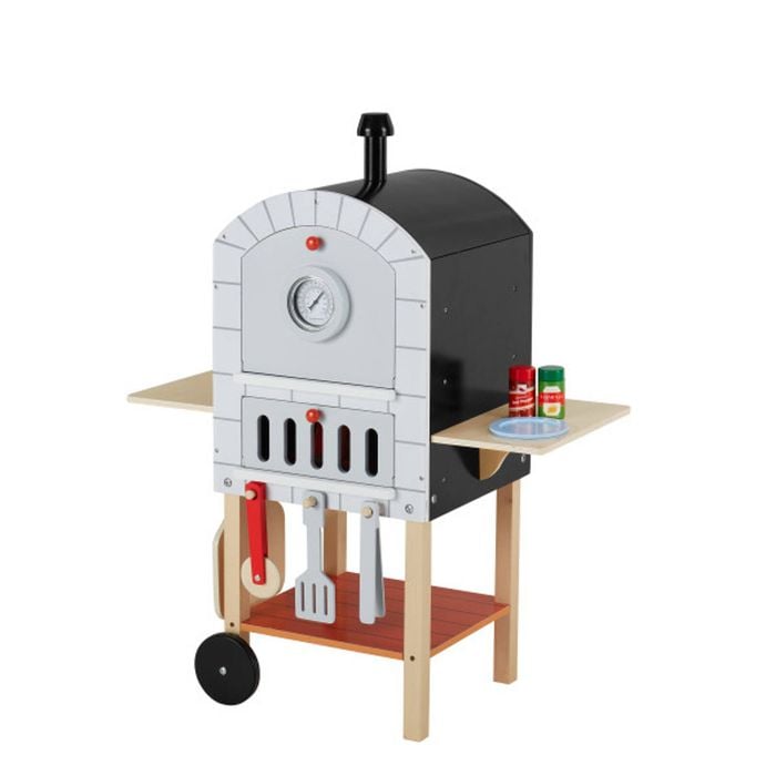 Teamson Kids My Little Helper Pizza Oven & 24 Pc. Accessory Set, Gray/natural