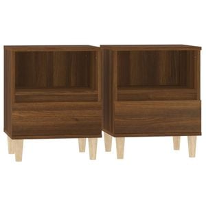 vidaXL 2x Bedside Cabinets Brown Oak Nightstand Bedside Table with Storage