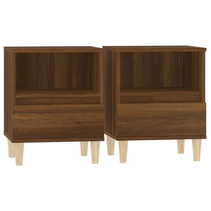 vidaXL 2x Bedside Cabinets Brown Oak Nightstand Bedside Table with Storage