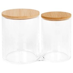 Harbour Housewares Reusable Plastic Twin Bathroom Canister with Bamboo Lid